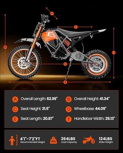 Electric Dirt Bike for Adults Teens, 3500W Peak Motor, Up to 38 MPH, 48V 23Ah