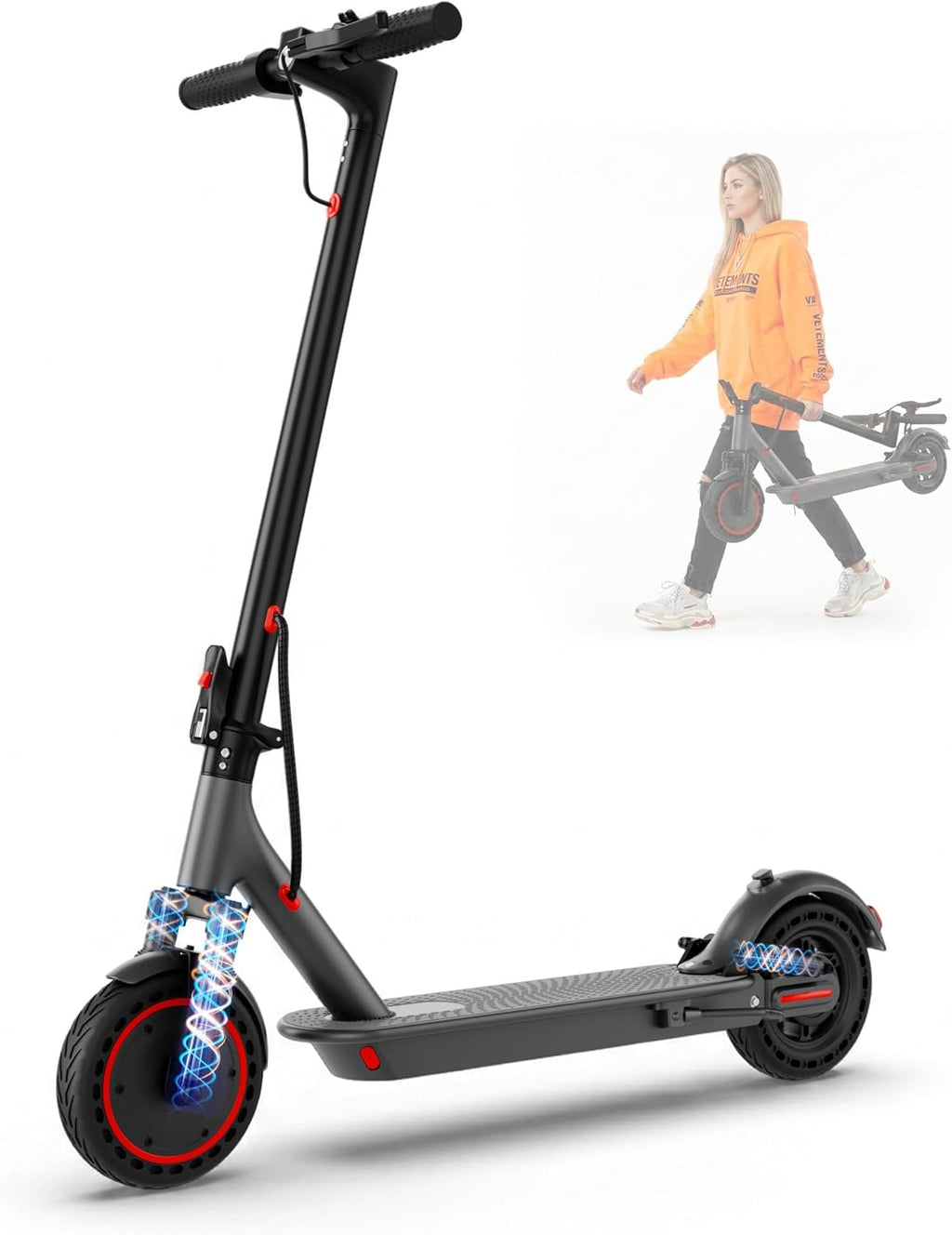 Electric Scooter for Adults with Dual Shock Absorbers,19/22MPH, 700/1000W Peak Motor