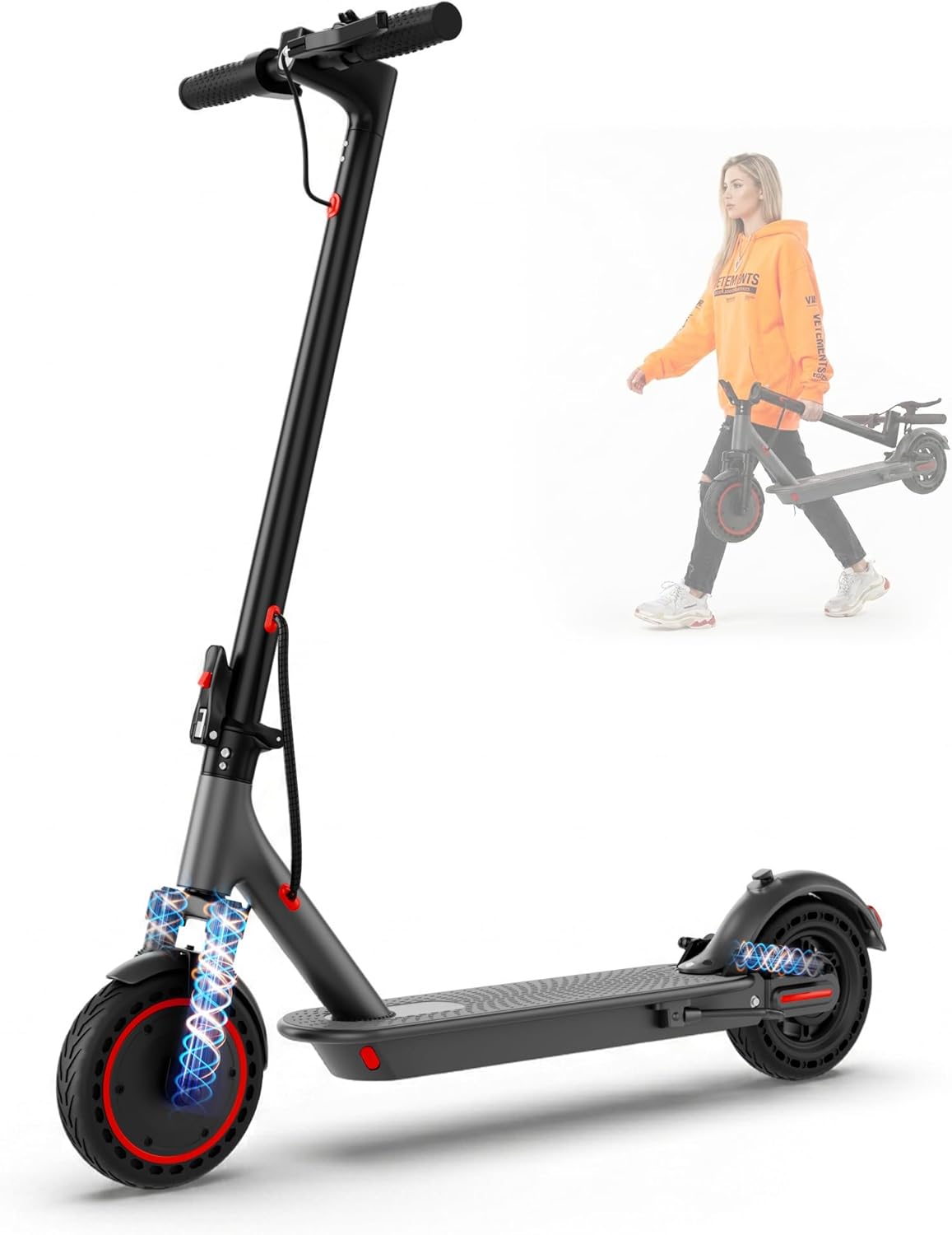 Electric Scooter for Adults with Dual Shock Absorbers,19/22MPH, 700/1000W Peak Motor