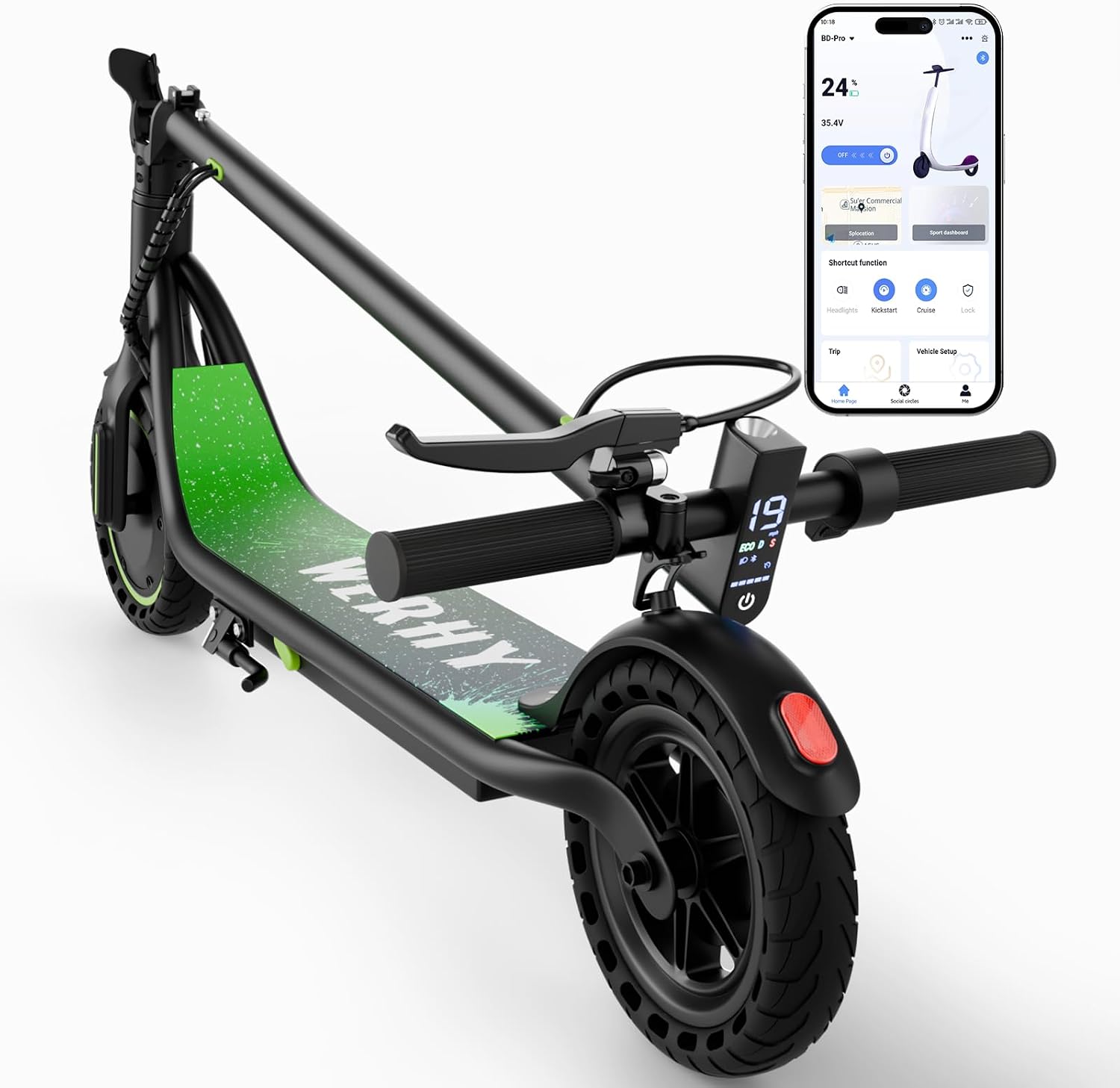 Smart Foldable Electric Scooter for Adults | 500W Peak Motor & Dual Braking