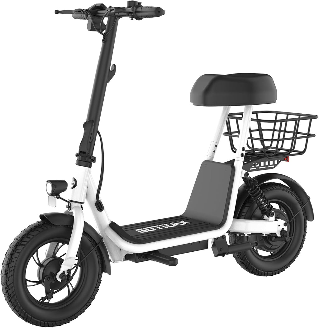 Electric Scooter w/Seat for Adults, 12" Pneumatic Tire, Max 15.5 Miles&15.5 Mph Power by 400W Motor