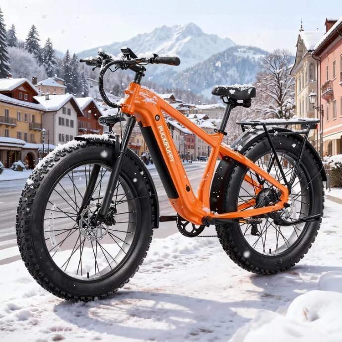 26" All-Terrain Fat Tire Electric Mountain Bike – 960W Peak, 48V 15Ah Removable Battery (28MPH with Rear Cargo Rack)