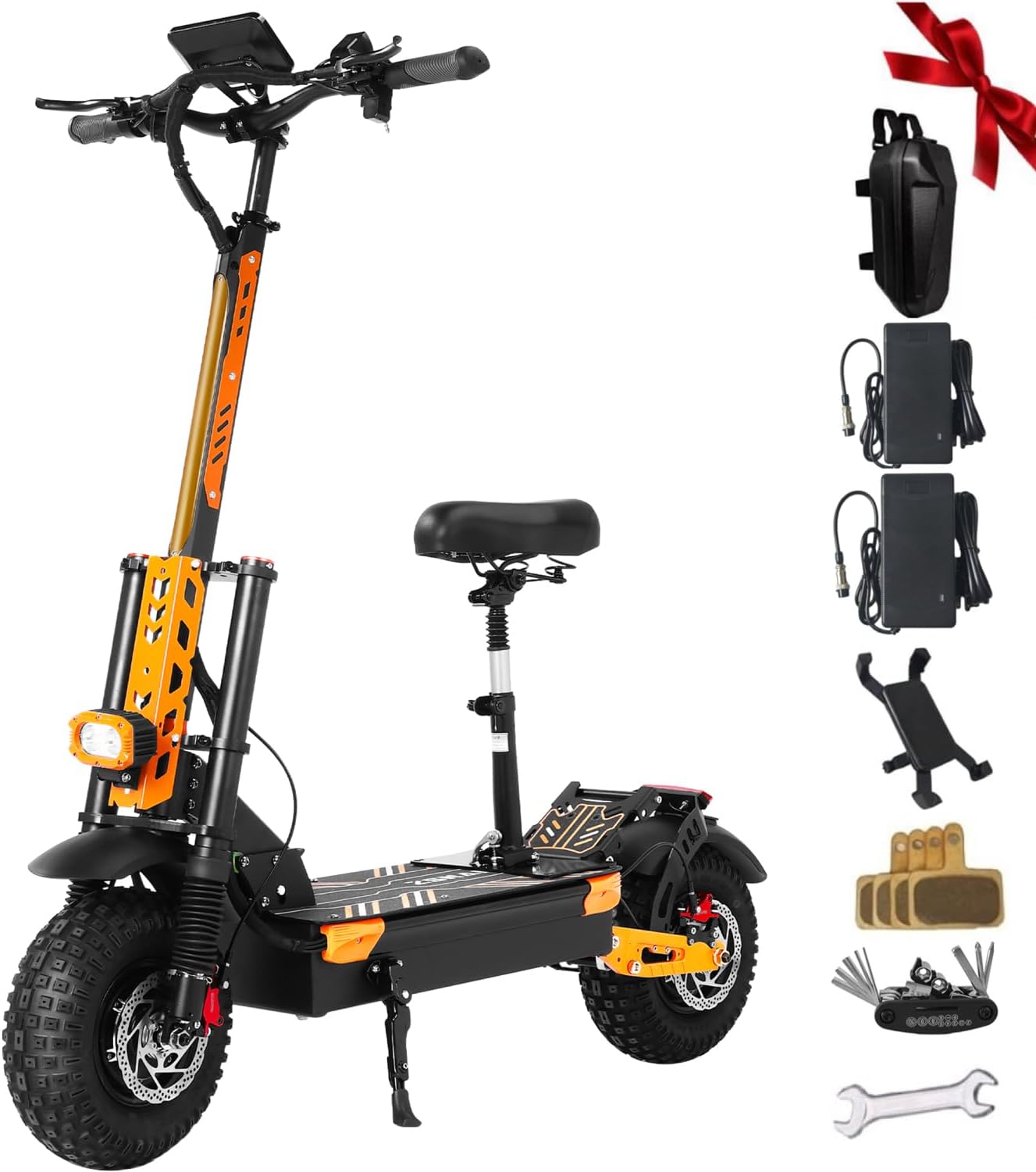 7000W Dual Motor All-Terrain High-Performance Electric Scooter with Seat – 55 MPH & 65+ Mile Range