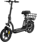 Commuter Adult Electric Scooter with Seat – All-Terrain Tires, Wider Deck & Cargo Basket