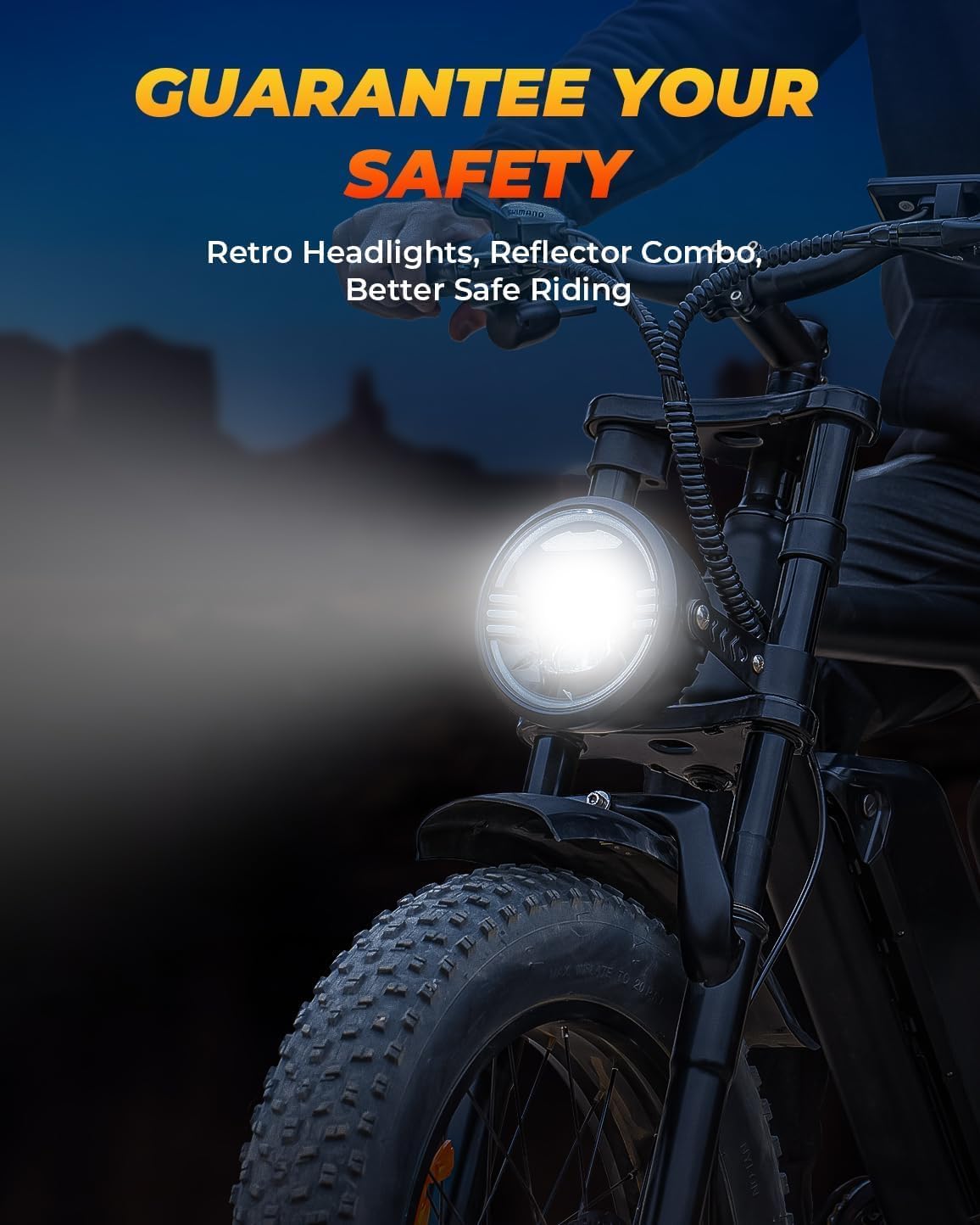20" All-Terrain Fat Tire Electric Bike – 1500W Peak Full Suspension Moped-Style E-Bike (UL 2849 Certified)