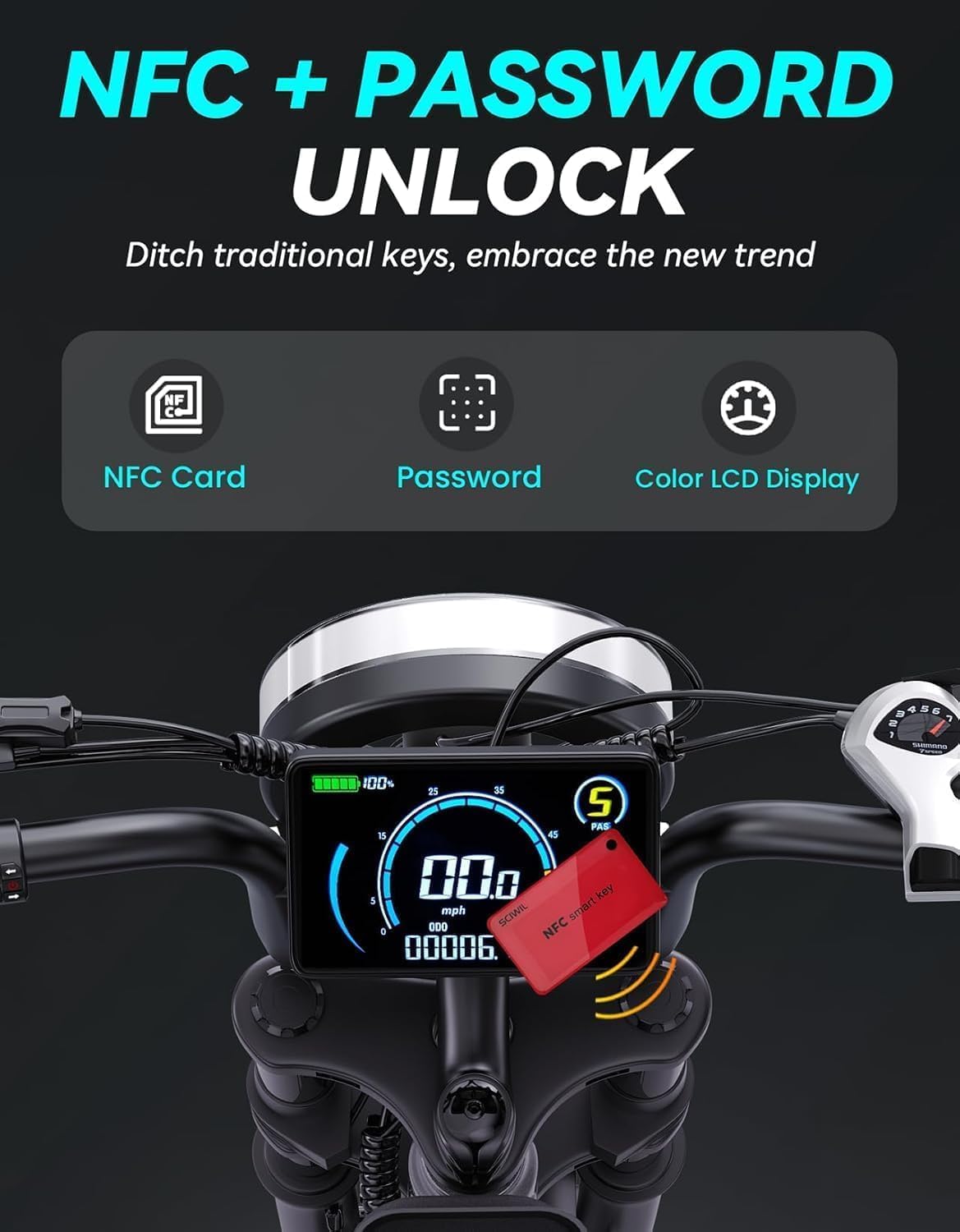 F6/F6S/F6PRO Electric Bike for Adults with NFC & Password Unlock, 4000/2000/1500W, 60V 30Ah