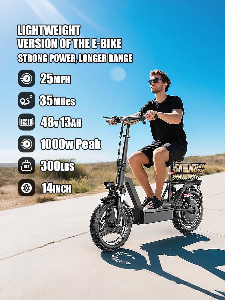 Electric Scooter Adults with Seat, 1000W Peak Motor, 35 Miles