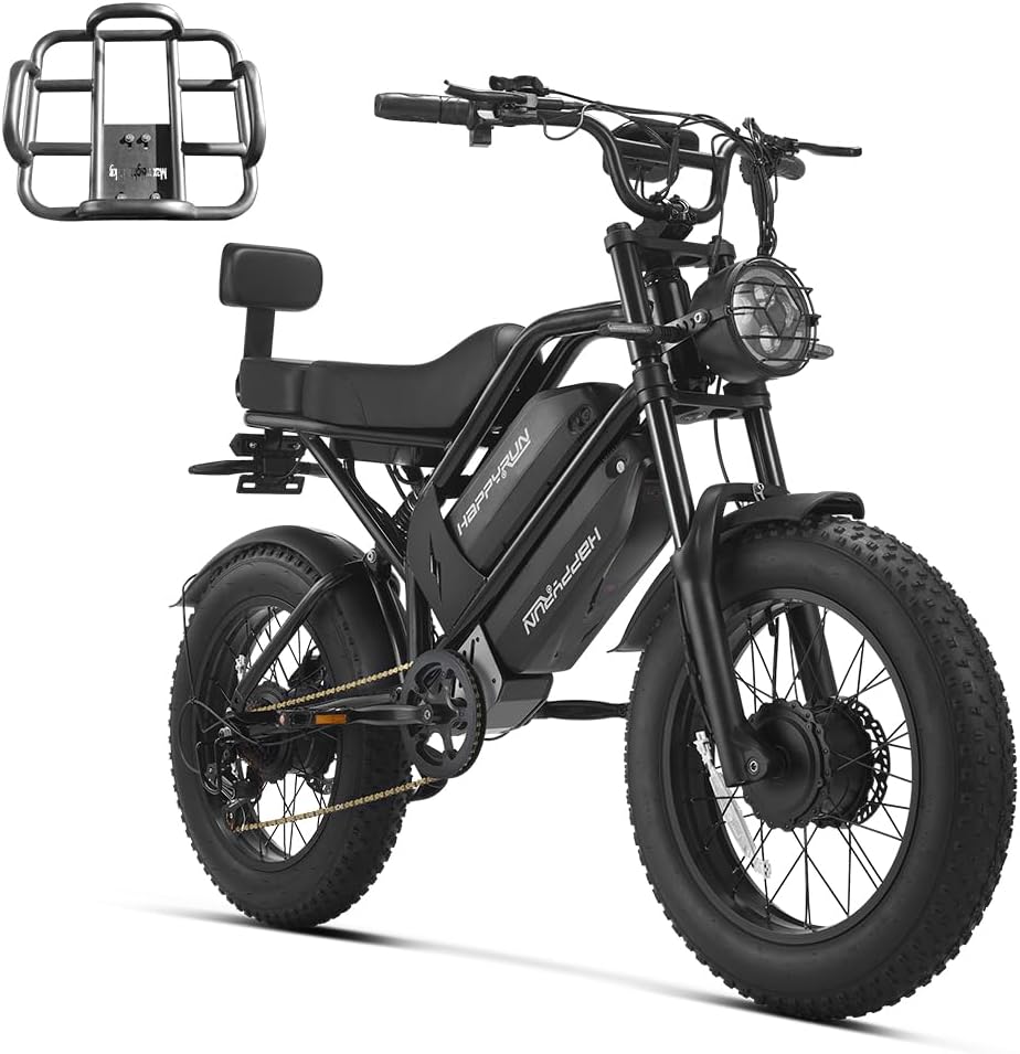 5000W Peak Dual-Motor All-Terrain Fat Tire Electric Bike for Adults – 36 MPH Moped E-Bike with 33Ah Removable Battery