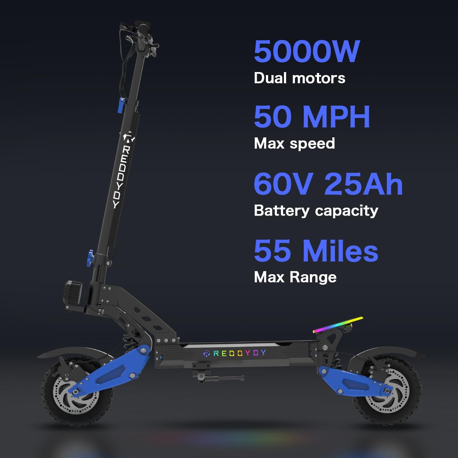5000W Dual Motor Off-Road Electric Scooter | 50 MPH High-Performance Adult Scooter