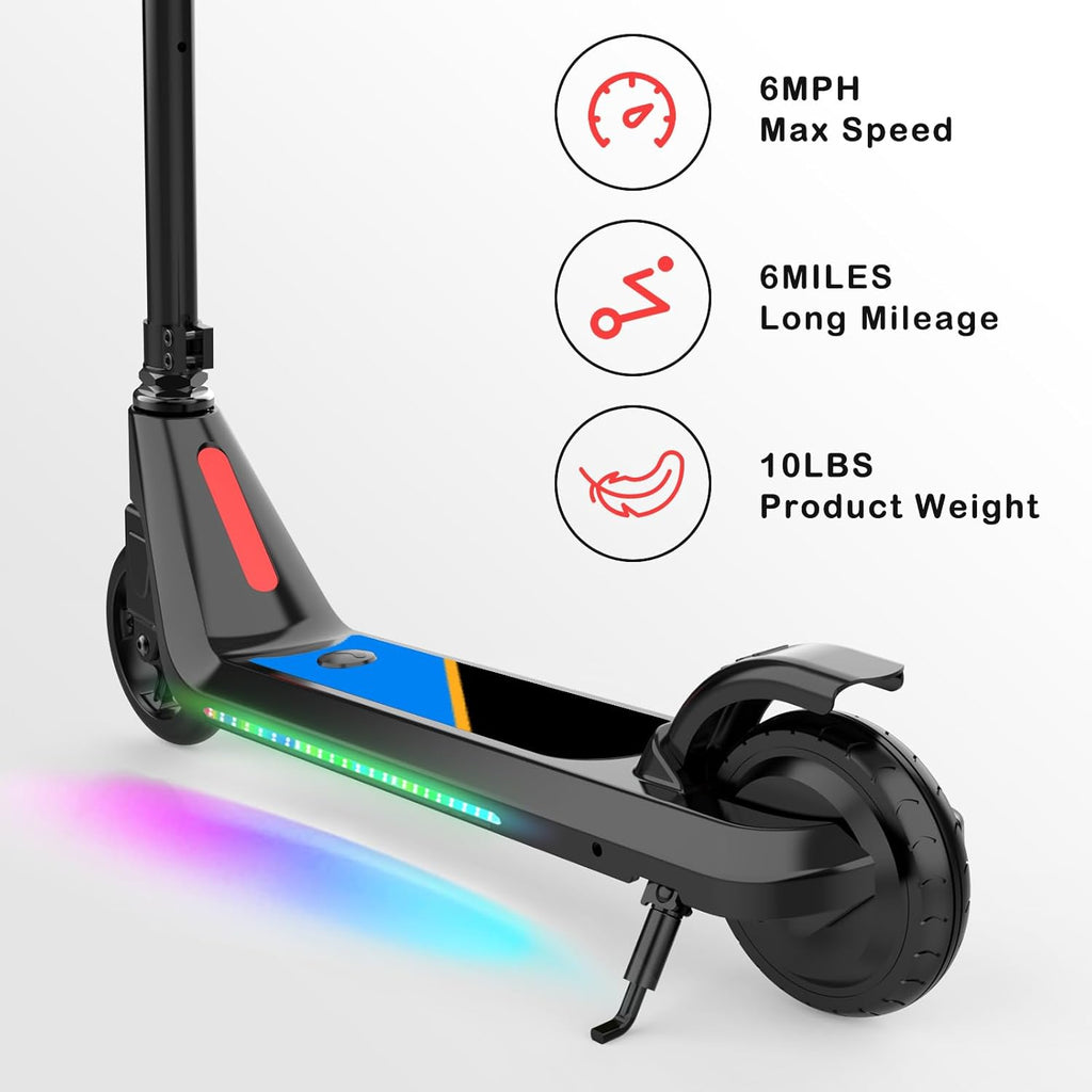 Electric Scooter for Kids Age 6-10, Kick-Start Boost Scooter with Adjustable Speed and Height, Flash Wheel & Deck Lights