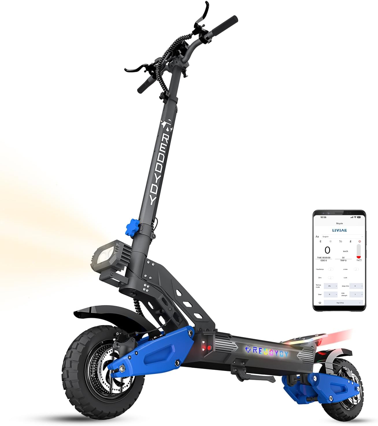 Electric Scooter for Adults, 5000W Dual Motor Electric Scooter | 50 Mph Top Speed, 55 Miles Max Range, 60V/25AH Battery, Dual Suspension Hydraulic Braking System, 10.5" Off-Road & LED Light