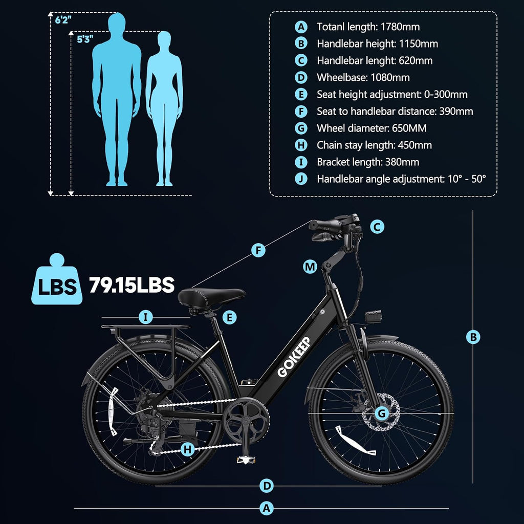 26" All-Terrain Electric Bike – 1300W Peak High-Comfort Commuter & Mountain E-Bike