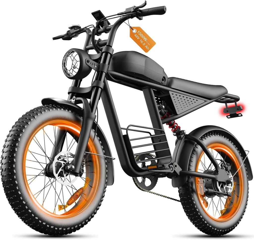 20" Fat Tire Electric Bike for Adults – 1500W Peak Motor, Up to 35 MPH & 60-Mile Range