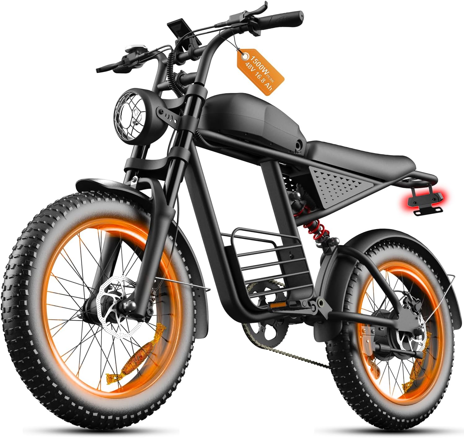 20" Fat Tire Electric Bike for Adults – 1500W Peak Motor, Up to 35 MPH & 60-Mile Range