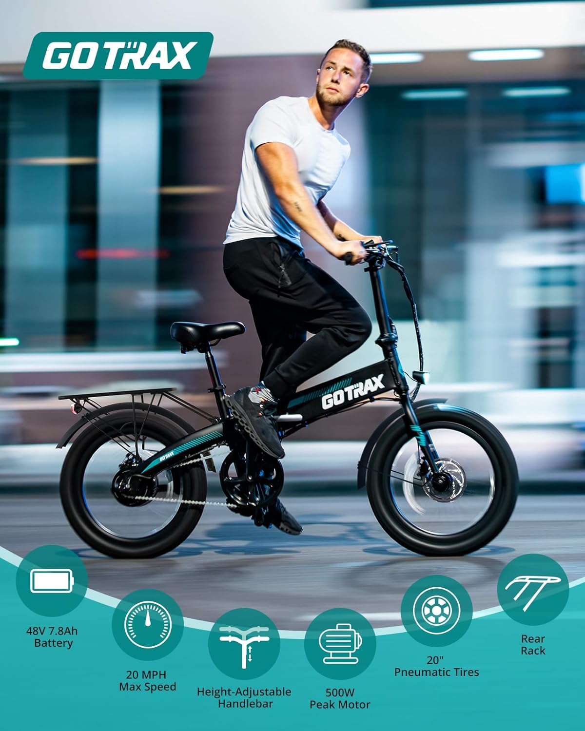 Folding Electric Bike with 40Miles (Pedal-assist1) by 48V