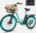 700W Peak Step-Through City Cruiser Electric Bike | 24" Wheel 374.4Wh Battery E-Bike with Front Basket