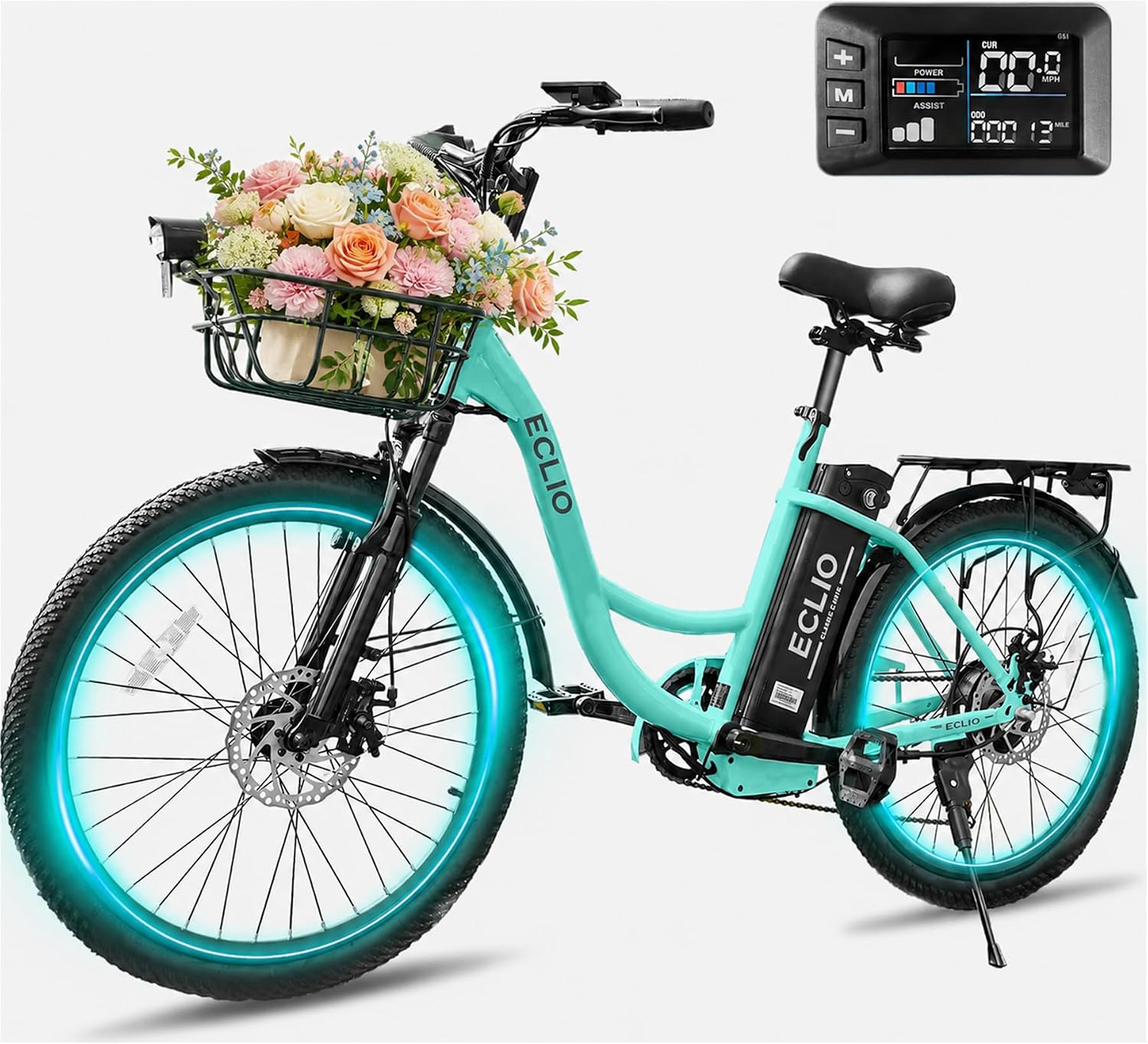 700W Peak Step-Through City Cruiser Electric Bike | 24" Wheel 374.4Wh Battery E-Bike with Front Basket