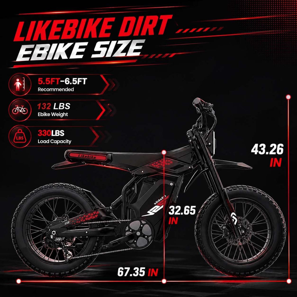 20" Fat Tire Electric Dirt Bike | 2000W-3000W Peak, Full Suspension, Removable 48V/60V Battery & NFC Smart Unlock