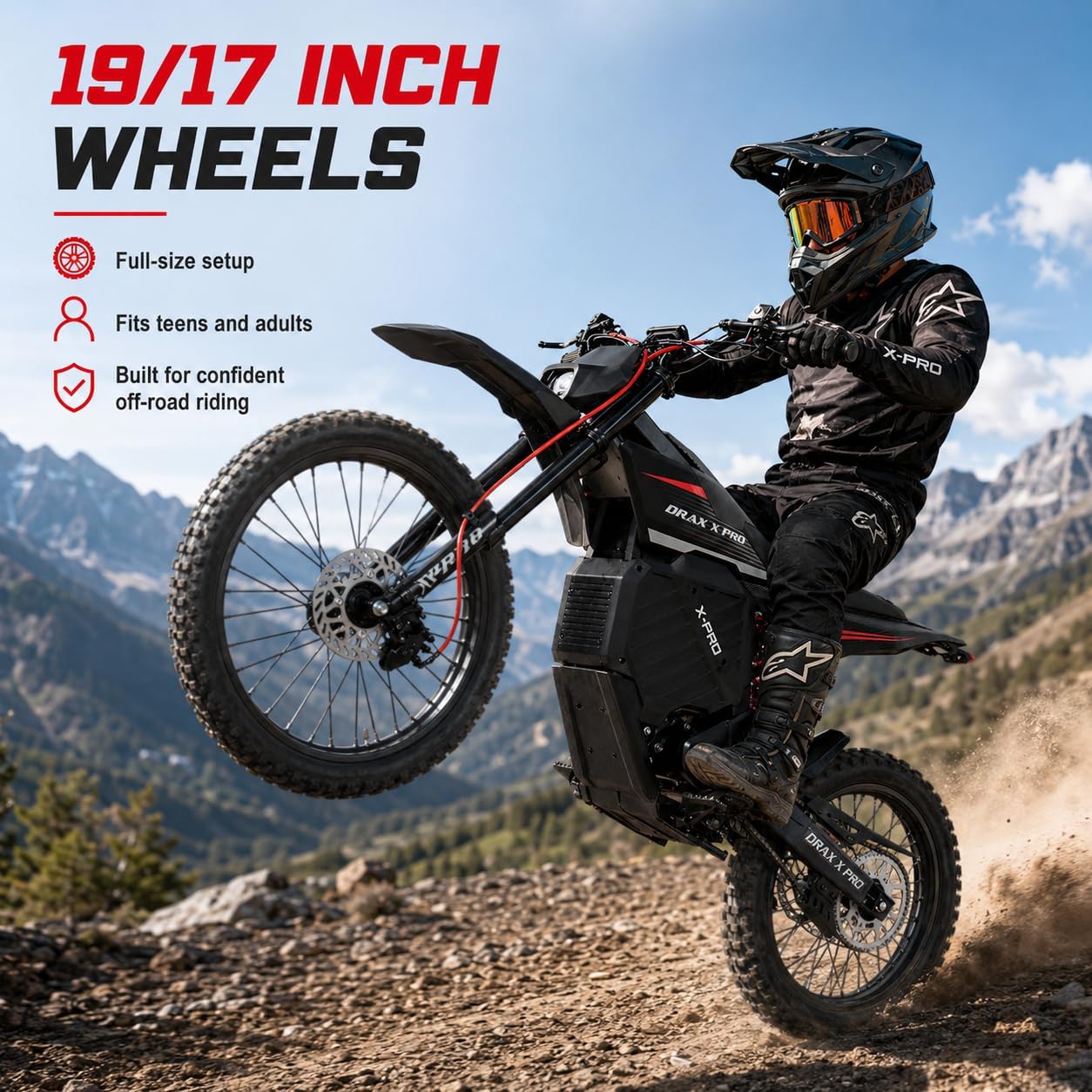 Electric Dirt Bike,Mid- Drive Motor, 55 Mph Max Speed, 72V 30AH