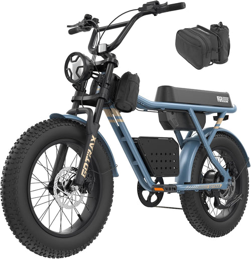20" Fat Tire All-Terrain Electric Bike for Adults – 750W Motor, 25MPH, UL Certified E-Bike with Removable 48V Battery, Comfort Seat, Basket & Cargo Frame Bag