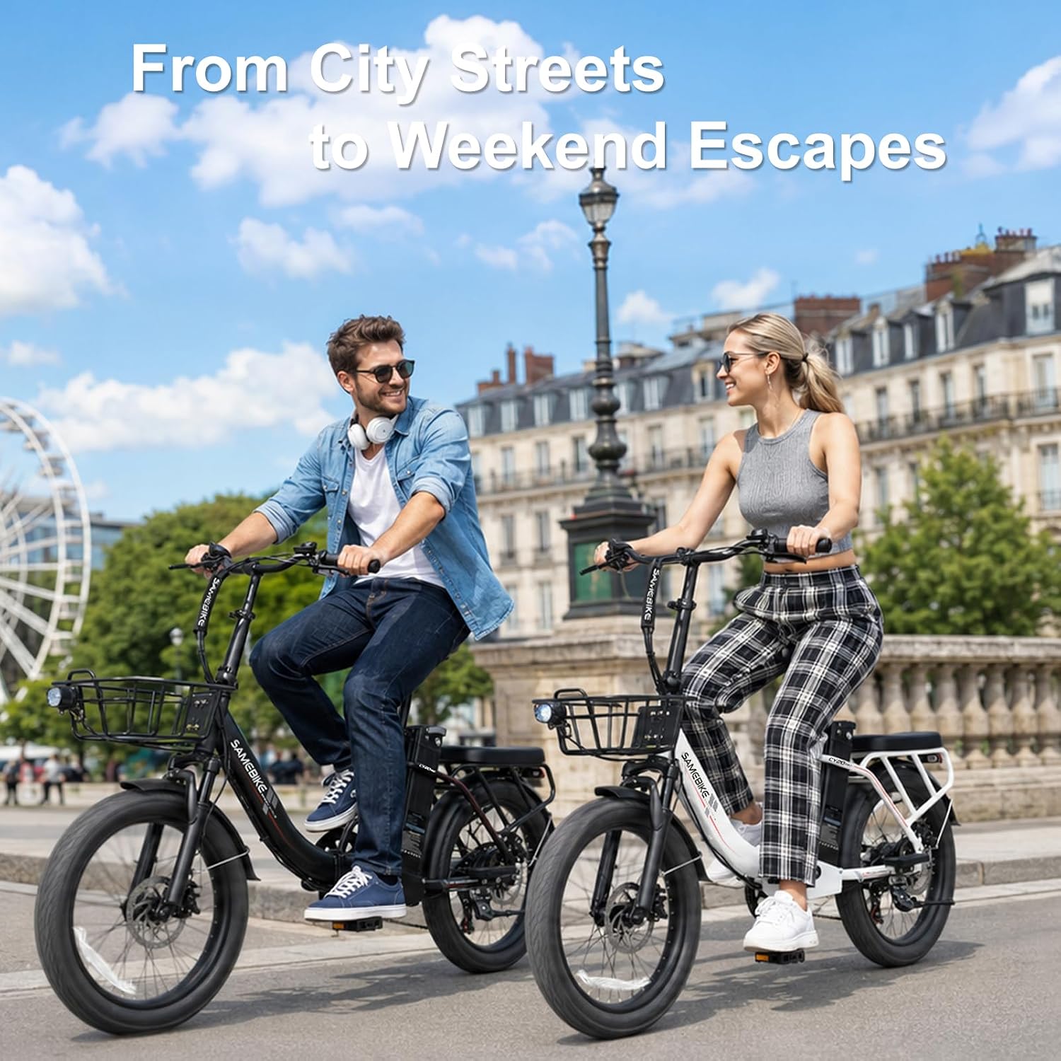 20" Folding Utility Electric Bike | 1200W Peak, 48V 13Ah Removable Battery, 20 MPH Commuter E-Bike with Cargo Basket & Rear Cushion Seat