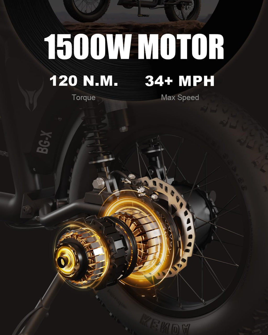 52V Dual Suspension Electric Bike | 1500W Brushless Motor & Turn Signals