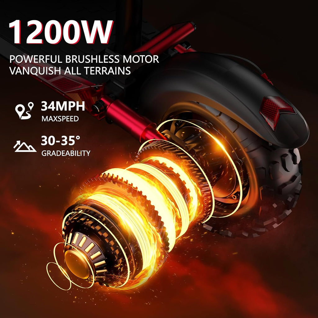 Electric Scooter Adults, 37 Miles Long Range, 34 Mph Max Speed, 11" Off-Road Tires,48V 18/21AH Big Battery,1200W/1600W Motor, Dual Braking System,Folding Commuter E Scooter