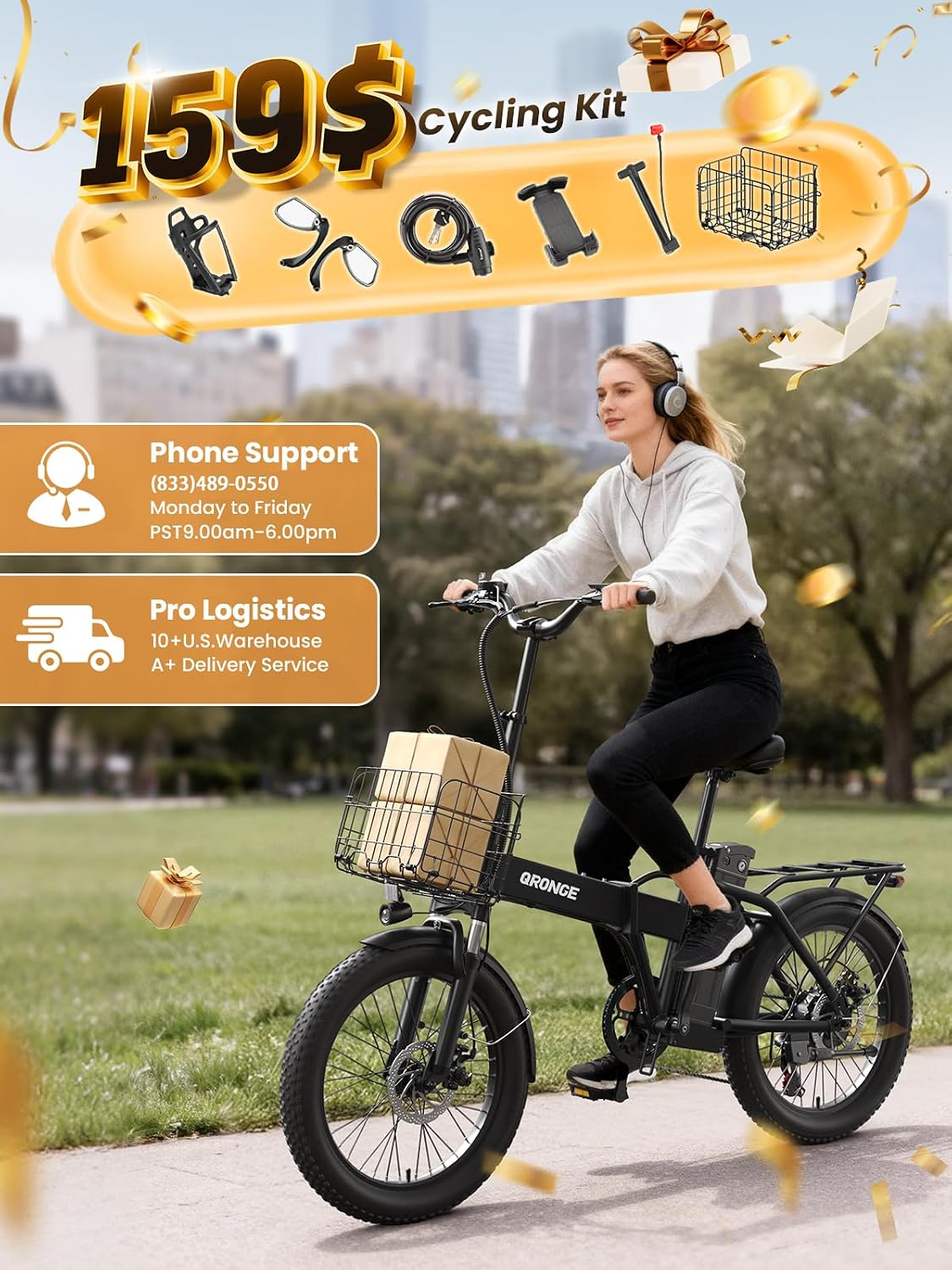 1000W Peak Folding All-Terrain Fat Tire Electric Bike – 48V 13.5Ah Removable Power System