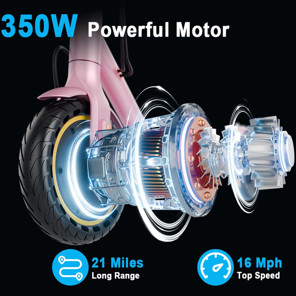 Electric Scooter for Adults, Foldable Commuter E Scooter for Teens, 350W Motor, 19 MPH, Up to 21 Miles Range, 8.5" Solid Tires, Cruise Control, Dual Brakes, LED Display