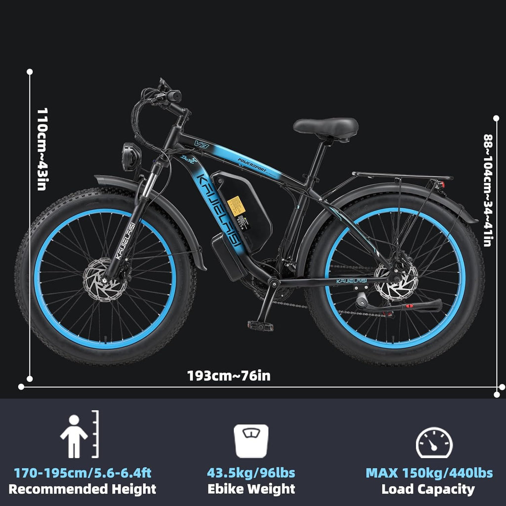 Electric Bike for Adults, Peak 4000W Power 26” Fat Tire Ebike, Dual Motor Electric Bicycles, 48V