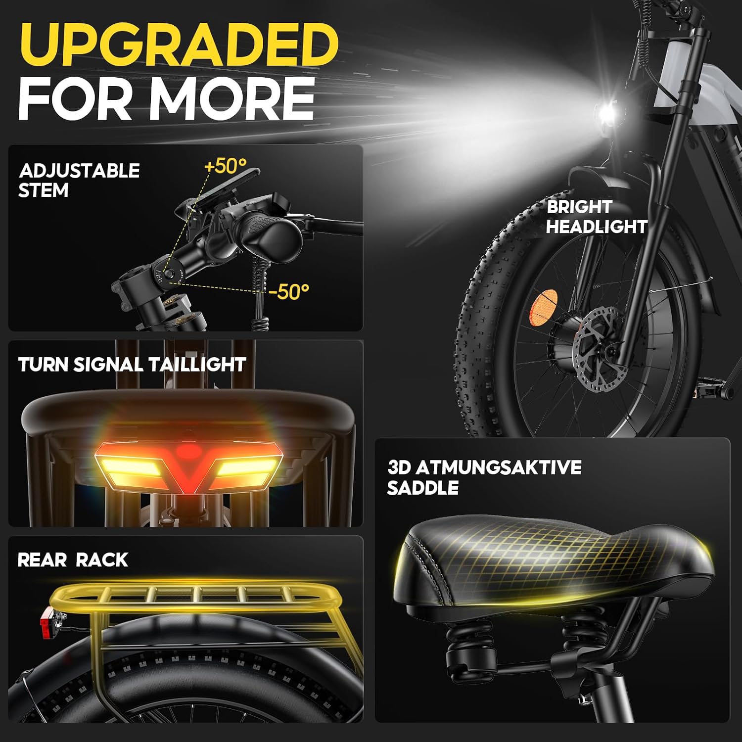 Dual Motor Electric Bike | 4000W Peak, 52V 20Ah Detachable Battery, 24" Fat Tires, 40 MPH Full Suspension All-Terrain E-Bike for Adults