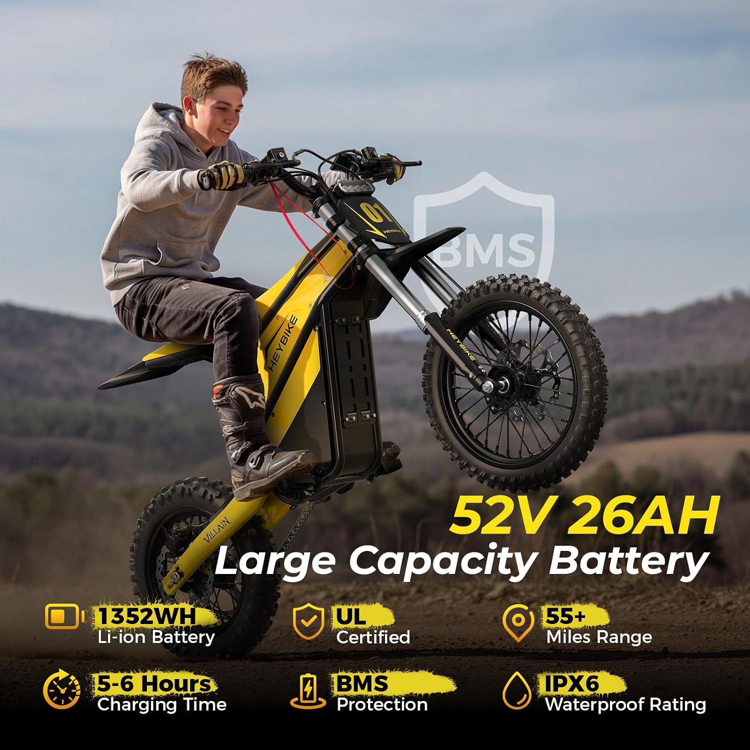 Electric Dirt Bike with 4160W Motor 1352WH