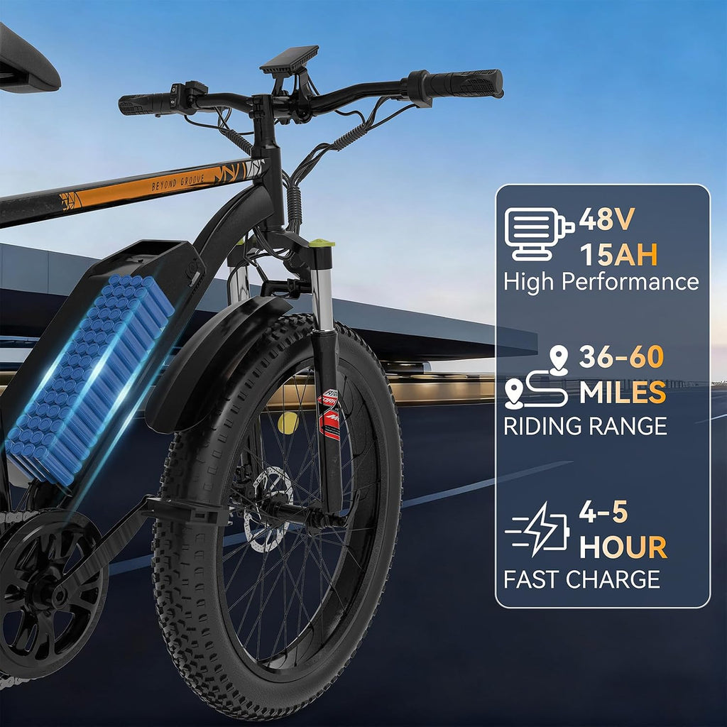 1500W Peak Power All-Terrain Electric Bike | 26" Fat Tire E-Bike