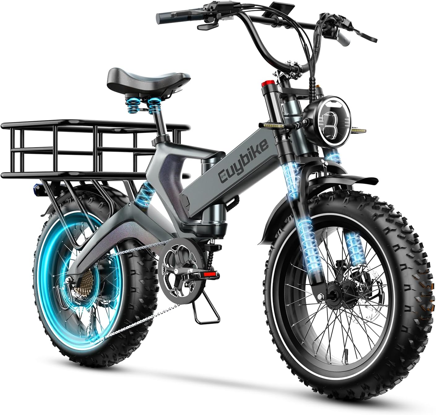 All-Terrain Full Suspension Foldable Electric Bike – 3000W Peak, 35MPH, 20" Fat Tire