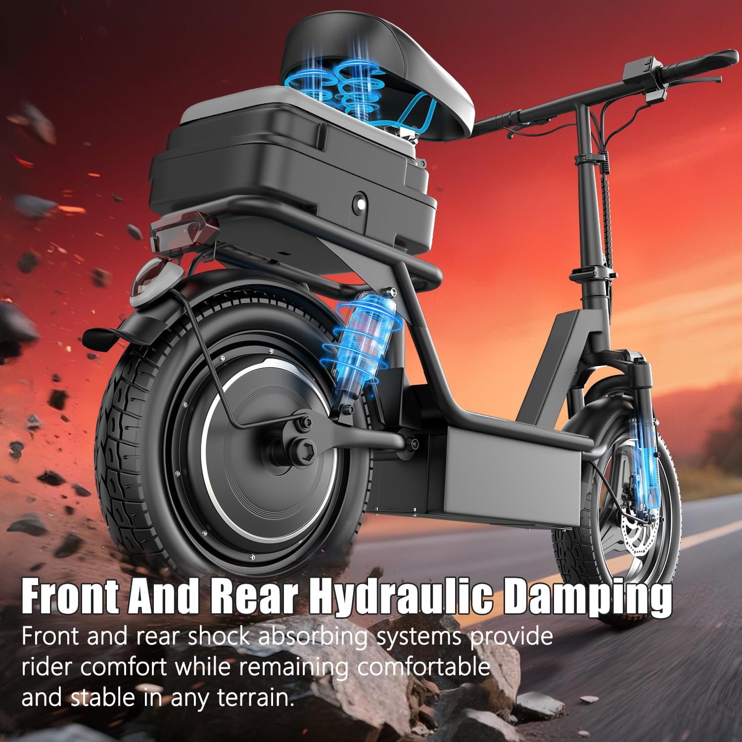 Electric Scooter for Adults, 1000W Peak Electric Scooter with Seat, 25Mph & 35 Miles Range
