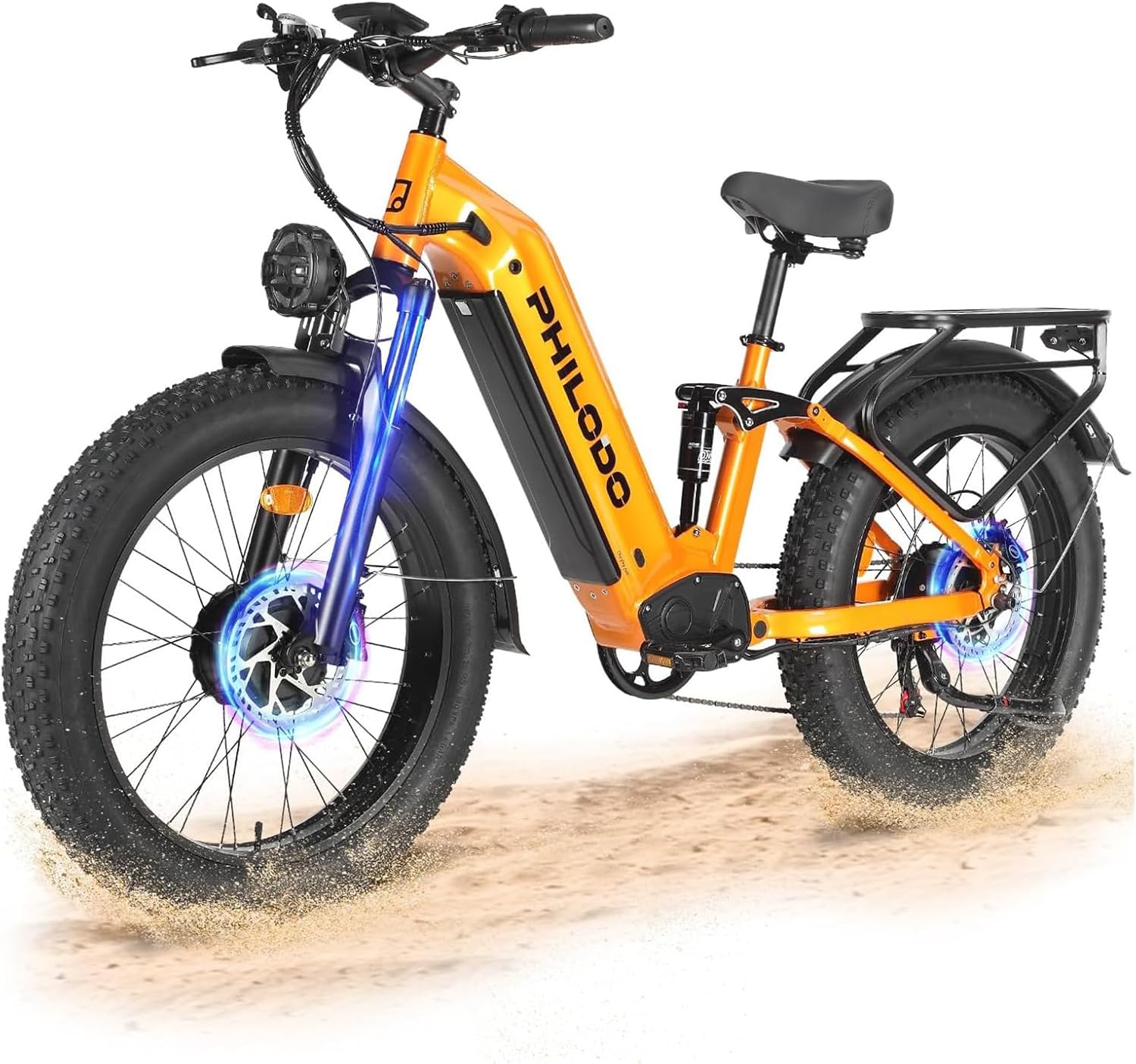 Electric Bike - Dual Motor Hunting Ebike, Fat Tire Full Suspension Dirt Bike for Adults, Long Range Snow/Sand Electric Bicycle