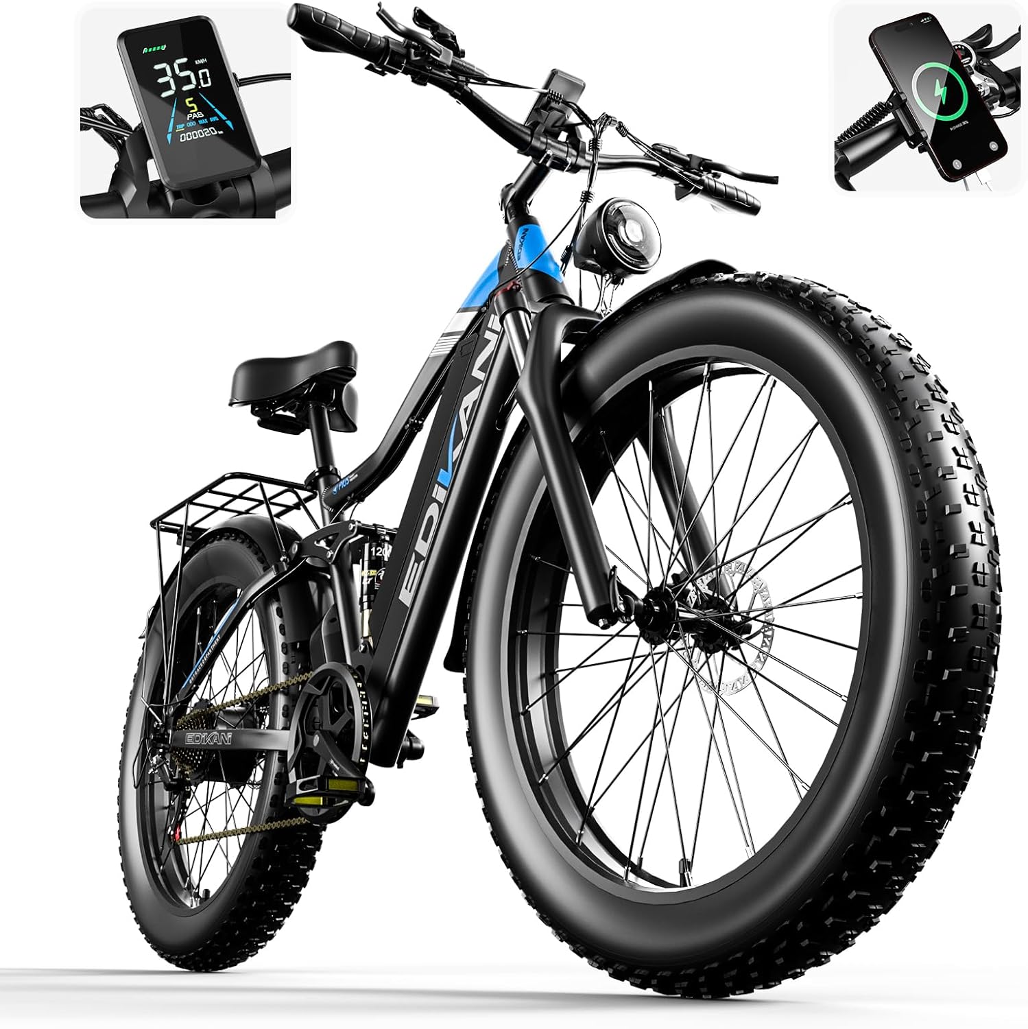 26" Full Suspension Fat Tire Electric Bike | 2000W Peak All-Terrain Adult E-Bike