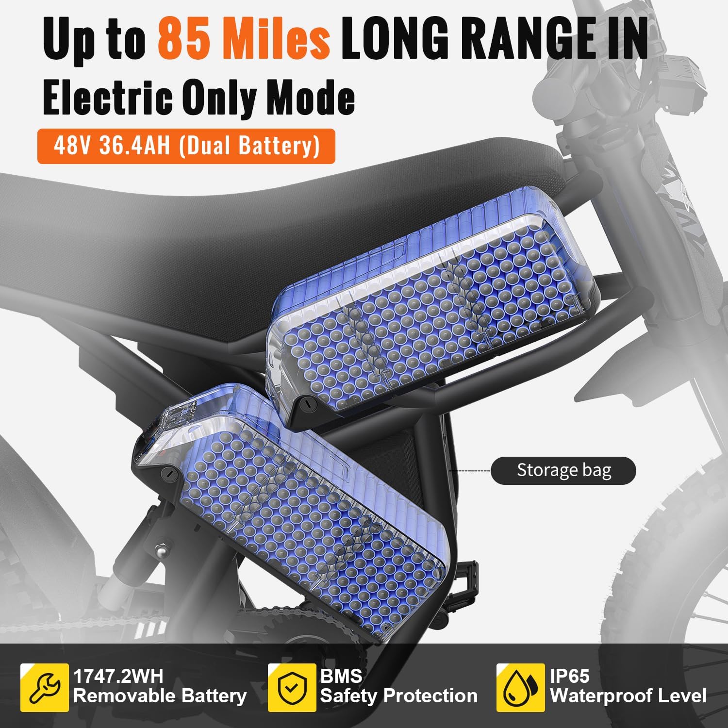 Electric Dirt Bike for Adults Teens, 3000W 60V 50MPH / 2400W 48V 37MPH Long Range Dirtbike, Motorcycle Tire, UL2849 All Terrain Ebike
