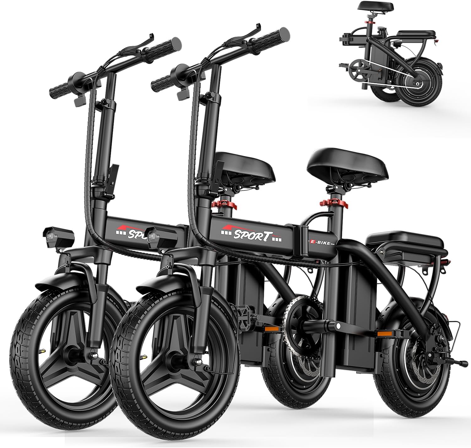 Compact 14" Folding Electric Commuter Bike – 800W Peak Motor, 22MPH Max Speed, 48V Removable Battery