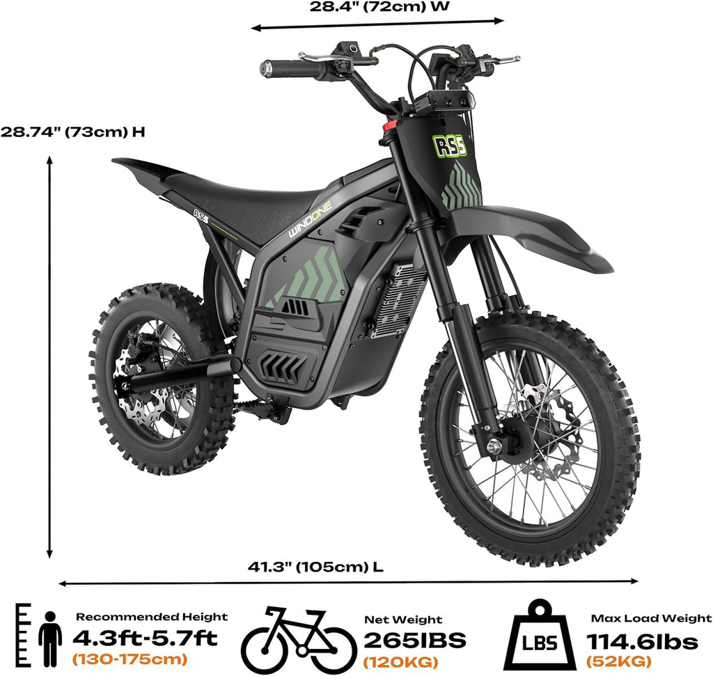 Electric Dirt Bike, 2200W 37MPH Electric Motorcycle, 48V/22.5Ah