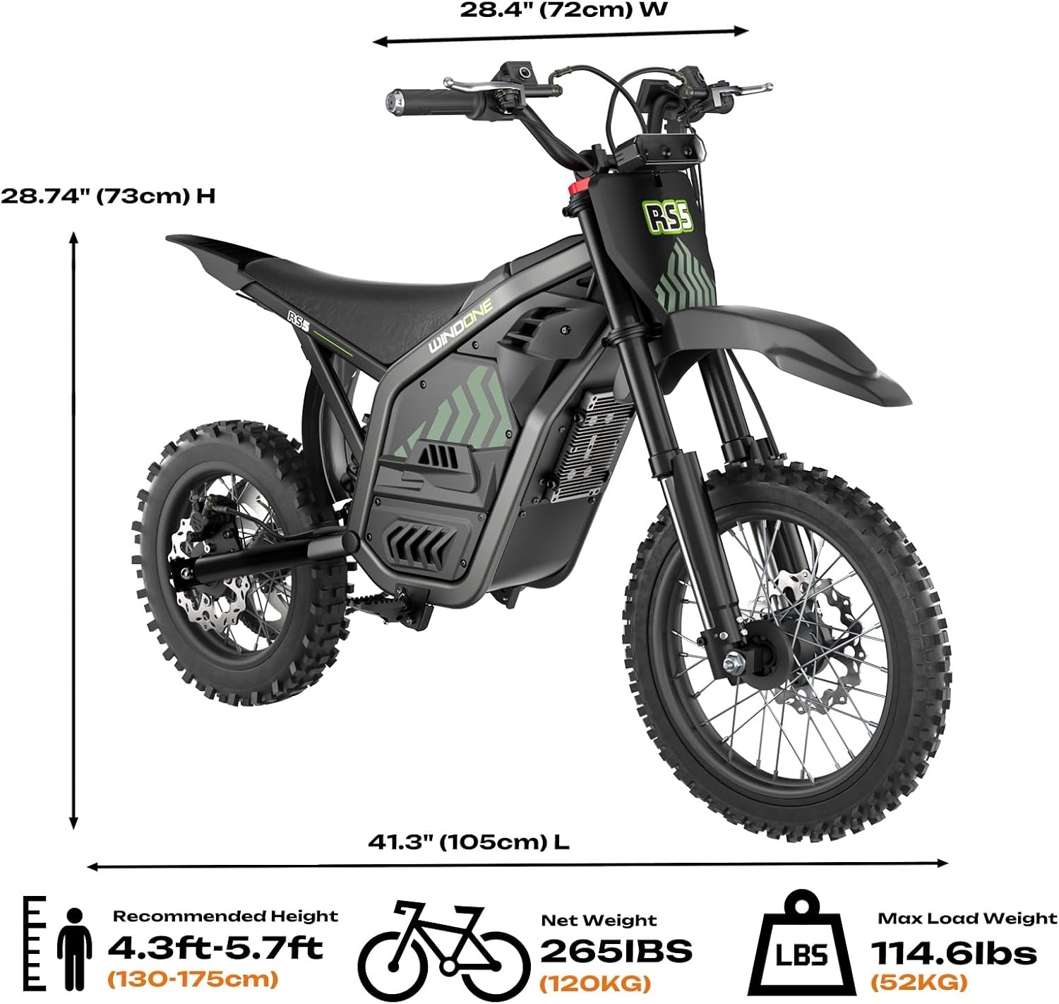 Electric Dirt Bike, 2200W 37MPH Electric Motorcycle, 48V/22.5Ah