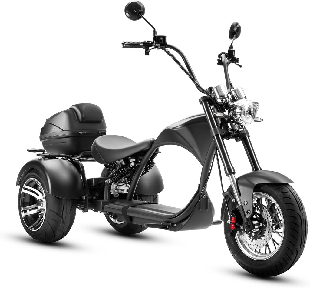 Heavy-Duty 3-Wheel Electric Chopper Trike - 2000W, 26 MPH, 60V 30Ah, Full Hydraulic Suspension Off-Road Electric Tricycle for Adults