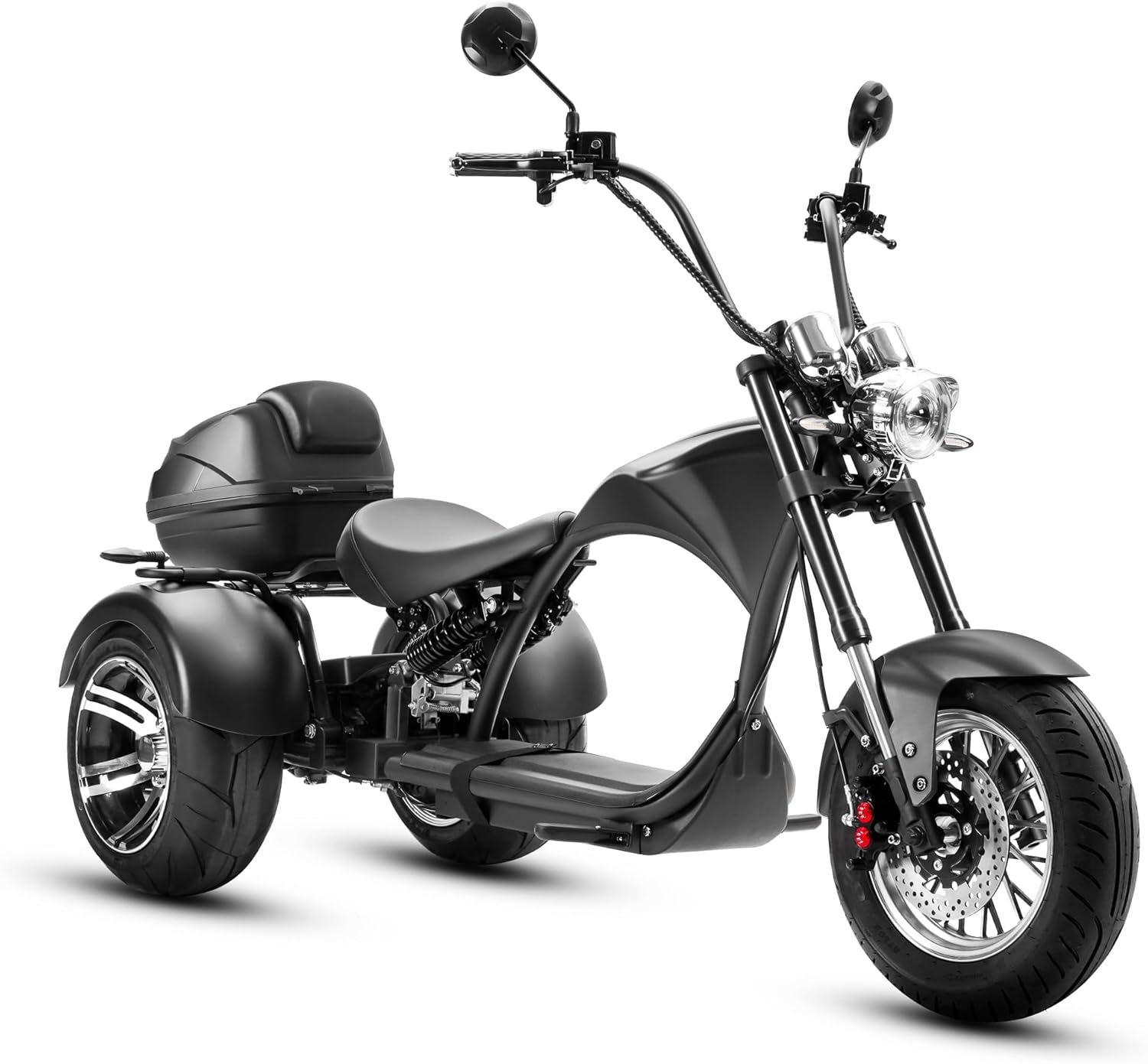 Heavy-Duty 3-Wheel Electric Chopper Trike - 2000W, 26 MPH, 60V 30Ah, Full Hydraulic Suspension Off-Road Electric Tricycle for Adults