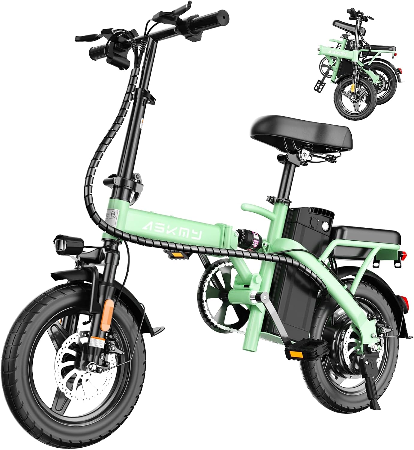 14" Compact Folding Electric Bike | High-Peak Motor & 48V Removable Battery