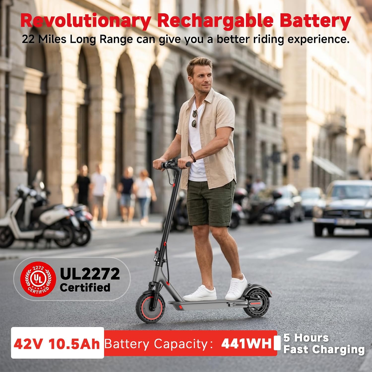 Electric Scooter for Adults with Dual Shock Absorbers,19/22MPH, 700/1000W Peak Motor