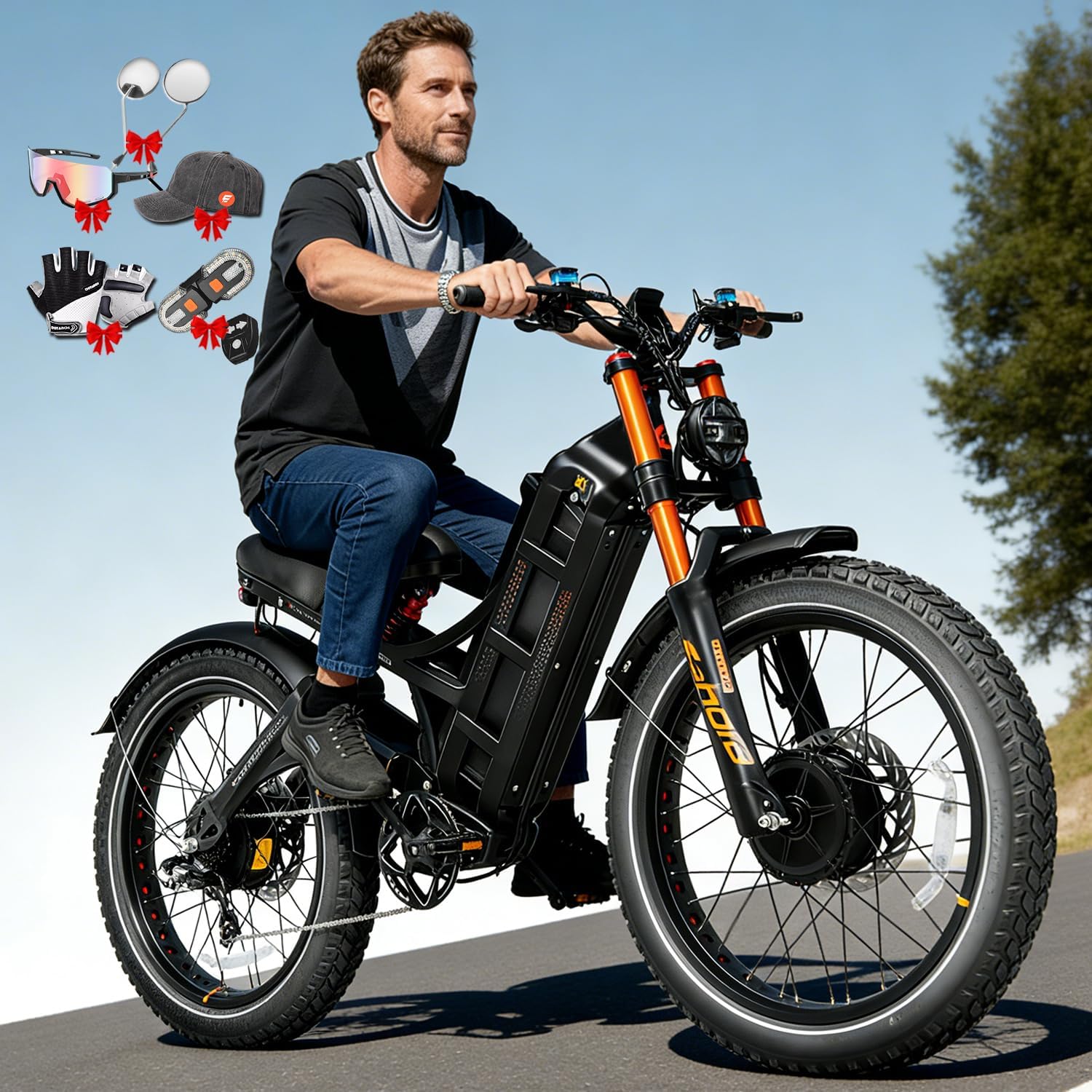 26" Dual Motor All-Terrain Electric Bike – 6000W Peak High-Performance Off-Road Mountain E-Bike