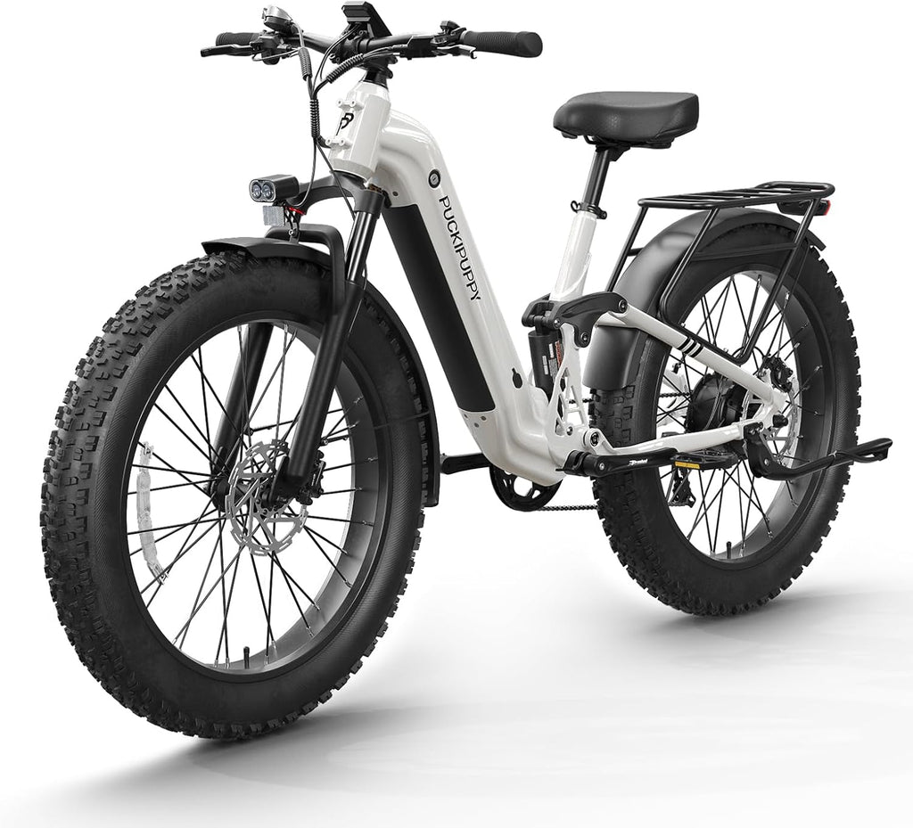 960W Peak Full Suspension Step-Through E-Bike | 26" Fat Tire 48V 20Ah Mountain Electric Bike