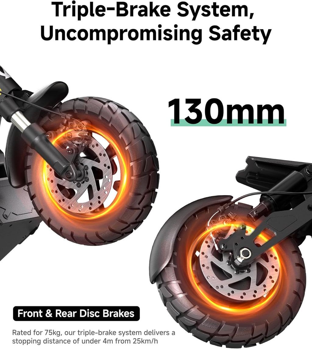 ES6/DUALElectric Scooter for Adults, 1000/2000W Peak Motor Up to 31/34 MPH, 40/50 Miles Long Range, 10" All-Terrain Tubeless Tires, Foldable Heavy Duty 330+ lbs E-Scooter with App & RGB Lights