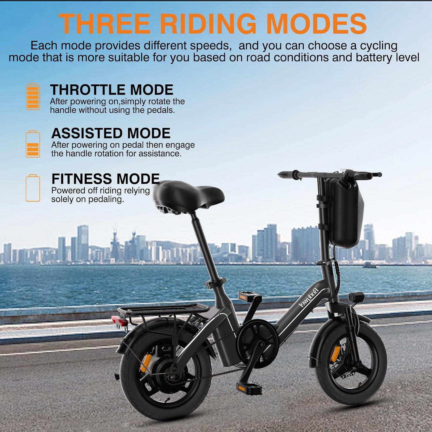 14" Compact Step-Through Electric Bike – 400W Mini Commuter E-Bike (20 Mph)