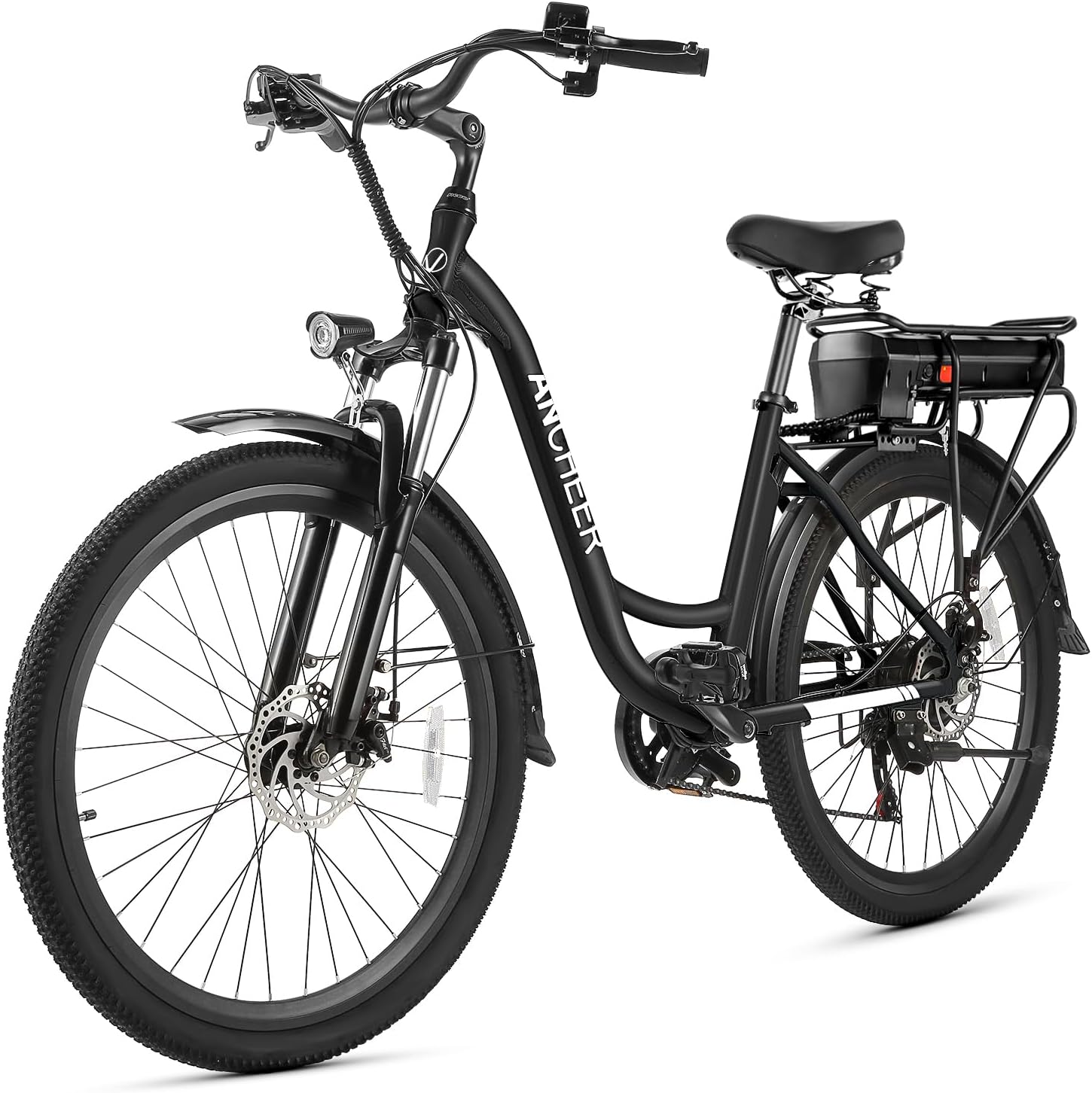 26" Electric Commuter & Mountain Bike – 400W/500Wh Removable Battery, Fast-Charge Tech, 7-Speed Cruiser E-Bike with Suspension Fork (UL2849 Certified)